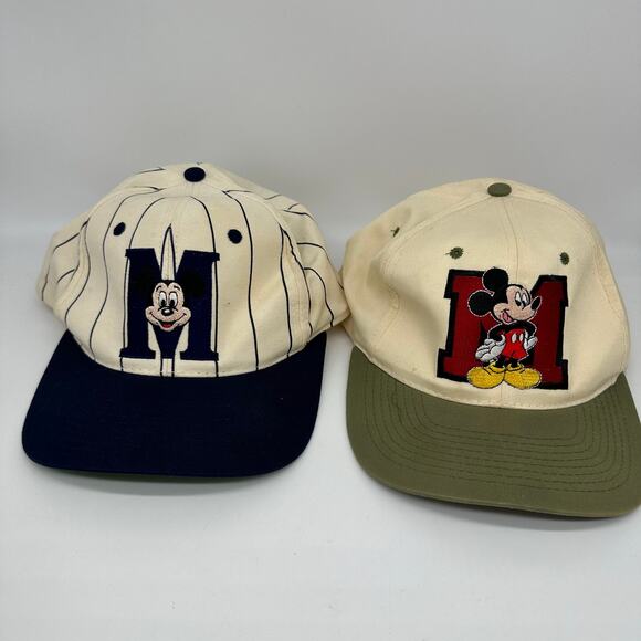 Vintage 90s Mickey Mouse Disney Snapback Embroidered Baseball Cap Lot of 2 - Picture 3 of 15